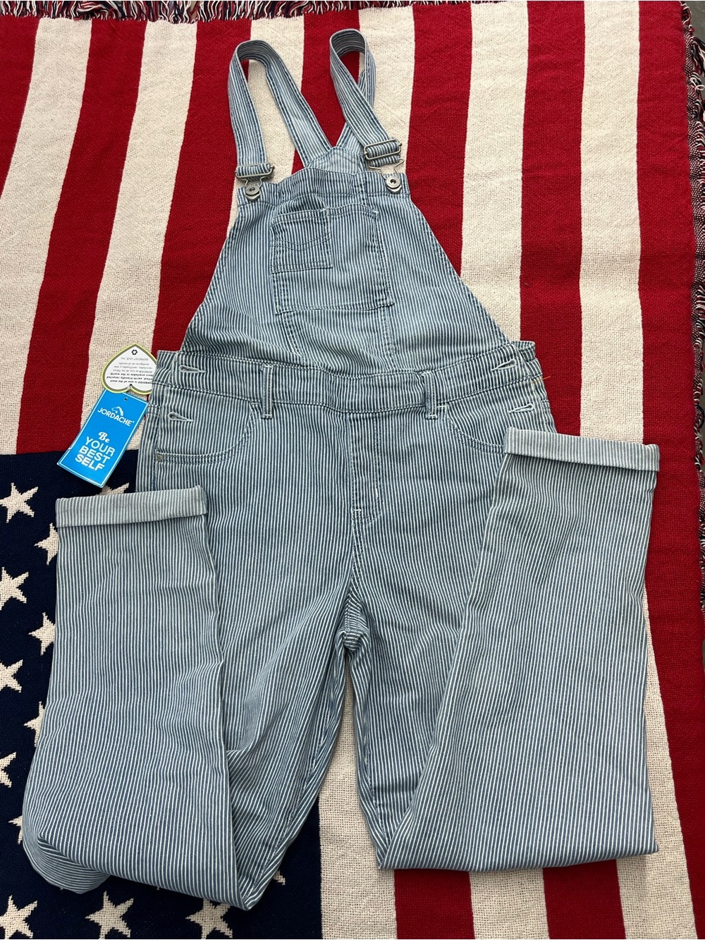 Jordache Light Blue Pinstripe Kids' Denim Overalls Size XXL 18 NWT